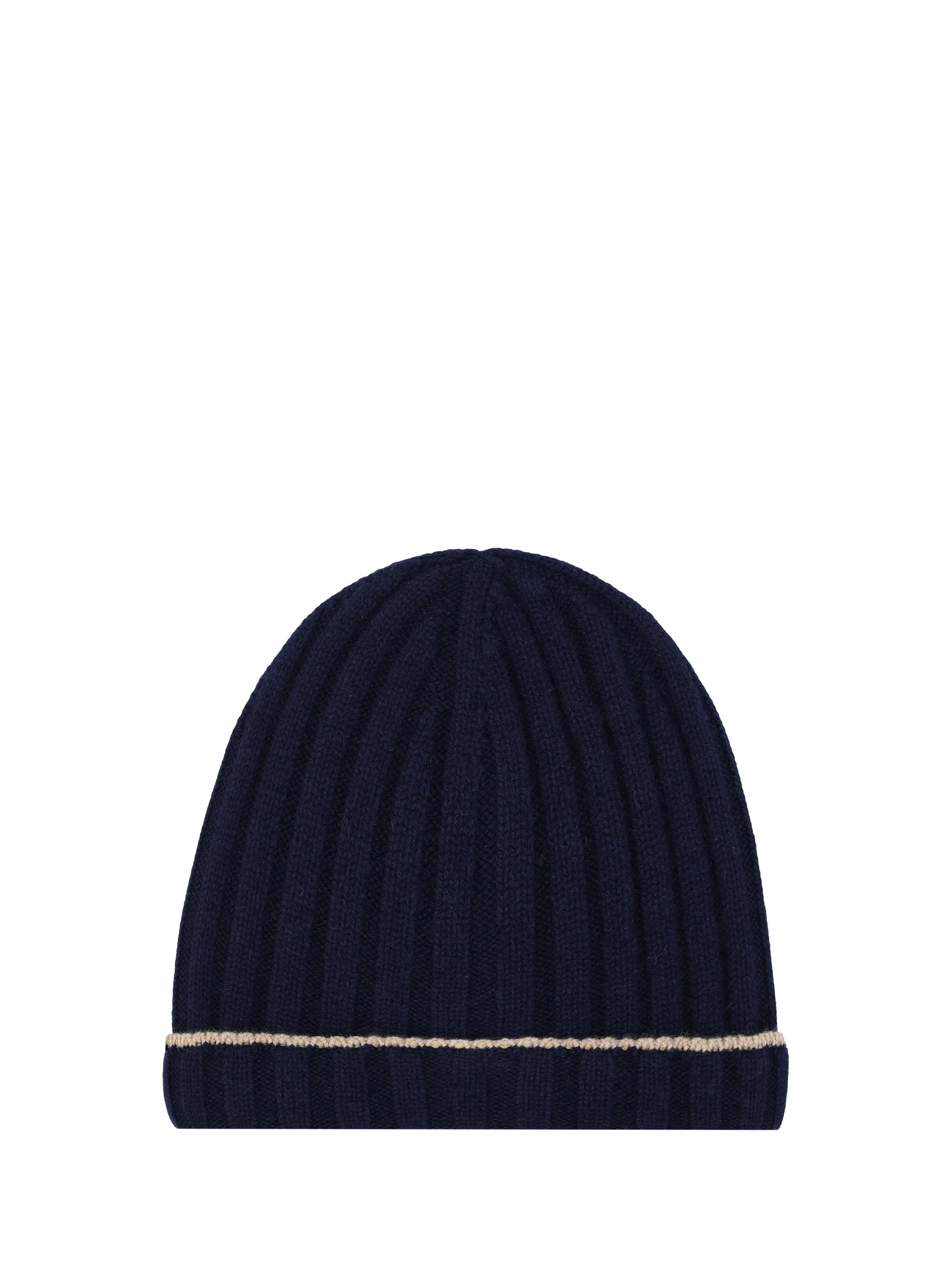 Beanie Hat Cashmere Navy/Camel sold by Zulily product image thumbnail 3