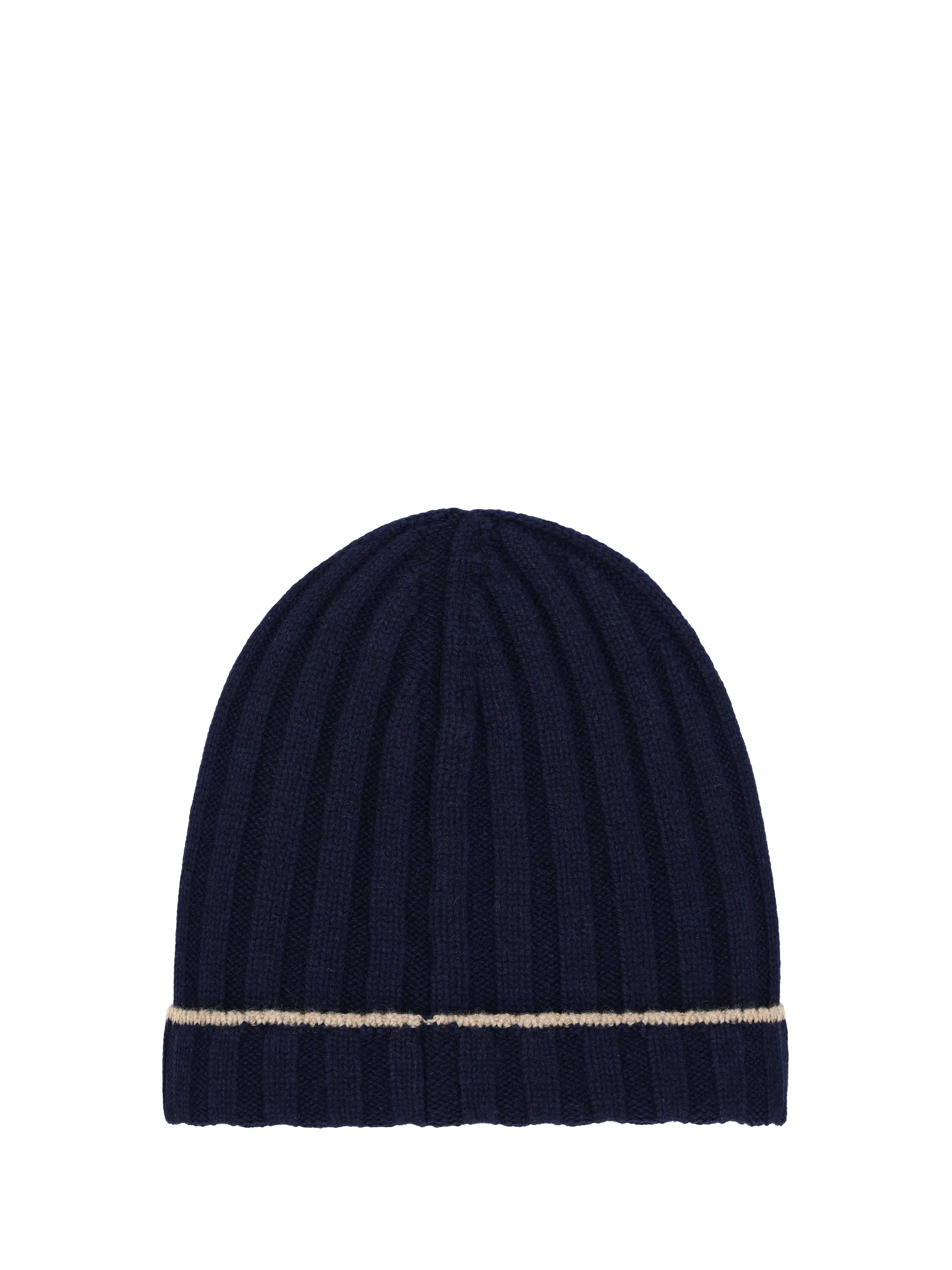 Beanie Hat Cashmere Navy/Camel sold by Zulily