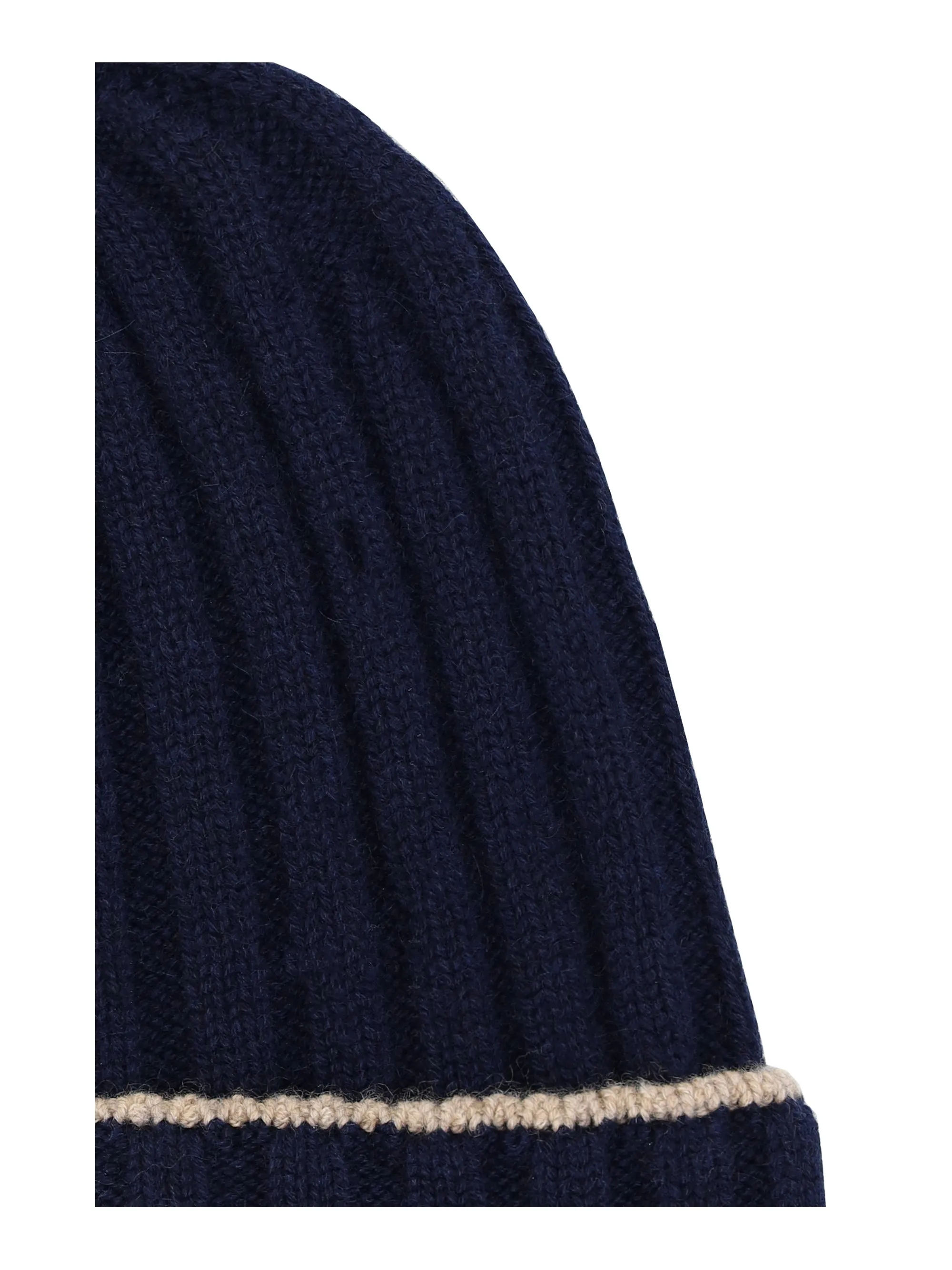 Beanie Hat Cashmere Navy/Camel sold by Zulily product image thumbnail 2