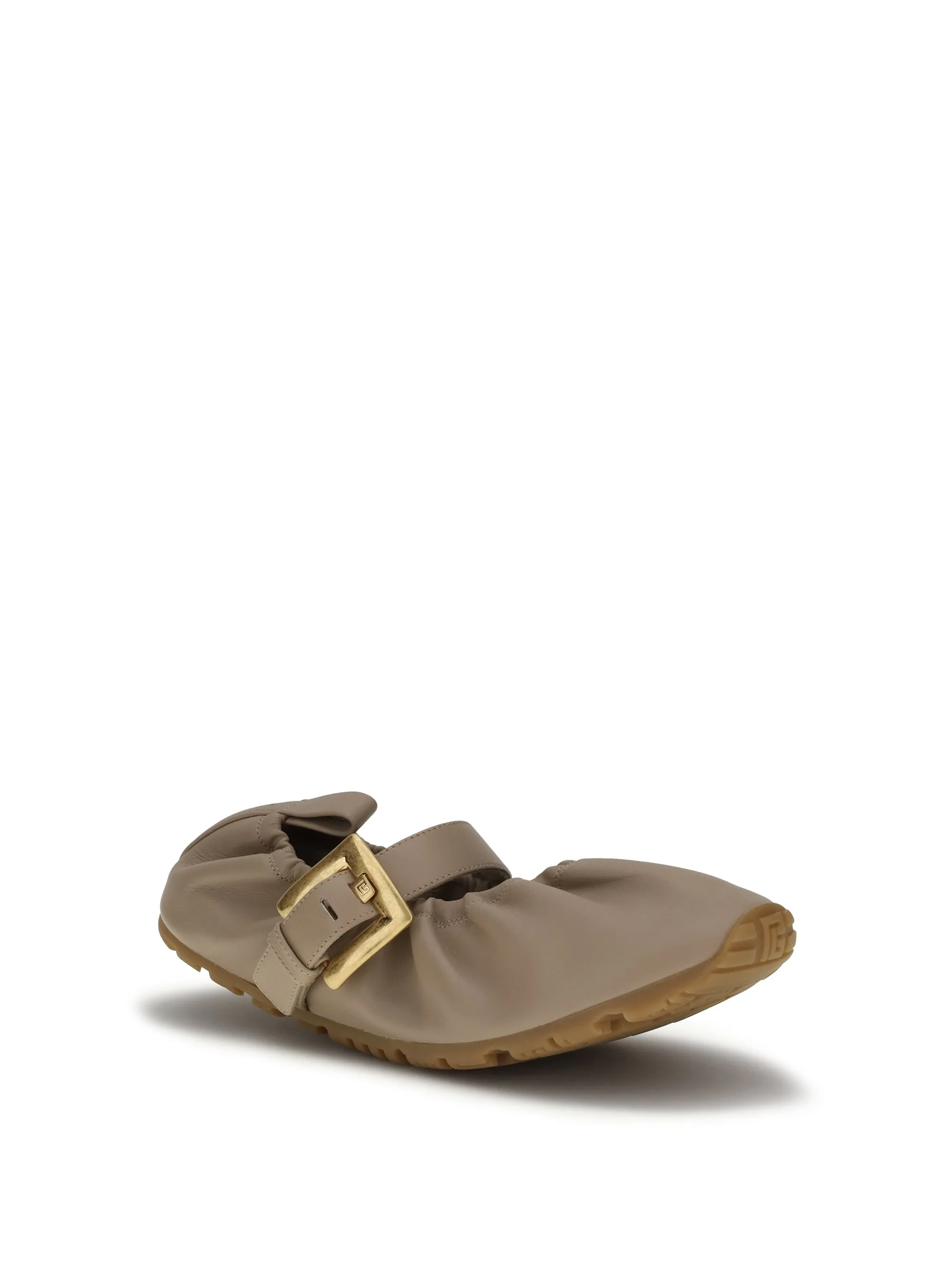 Ballerina Flats Buckle Strap Calf Leather Beige sold by Zulily product image thumbnail 2
