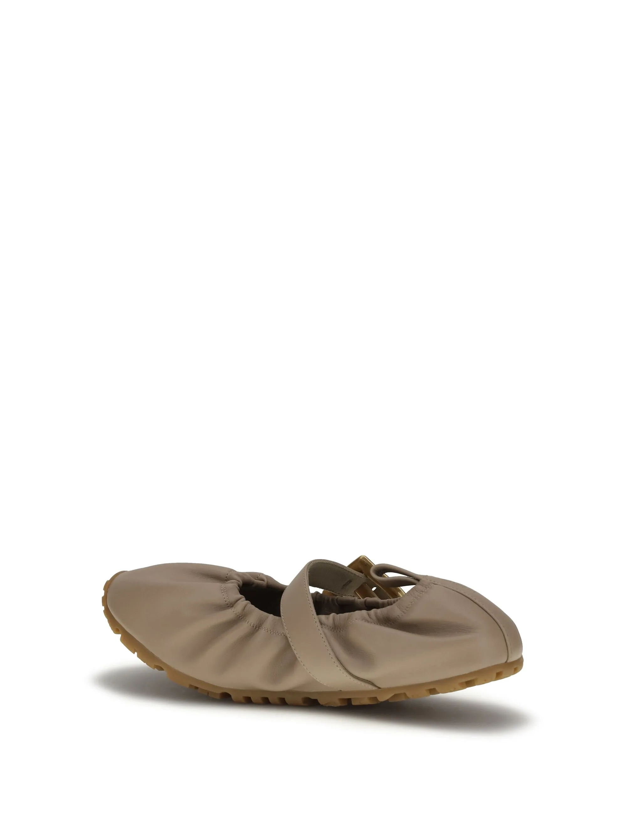Ballerina Flats Buckle Strap Calf Leather Beige sold by Zulily product image thumbnail 4