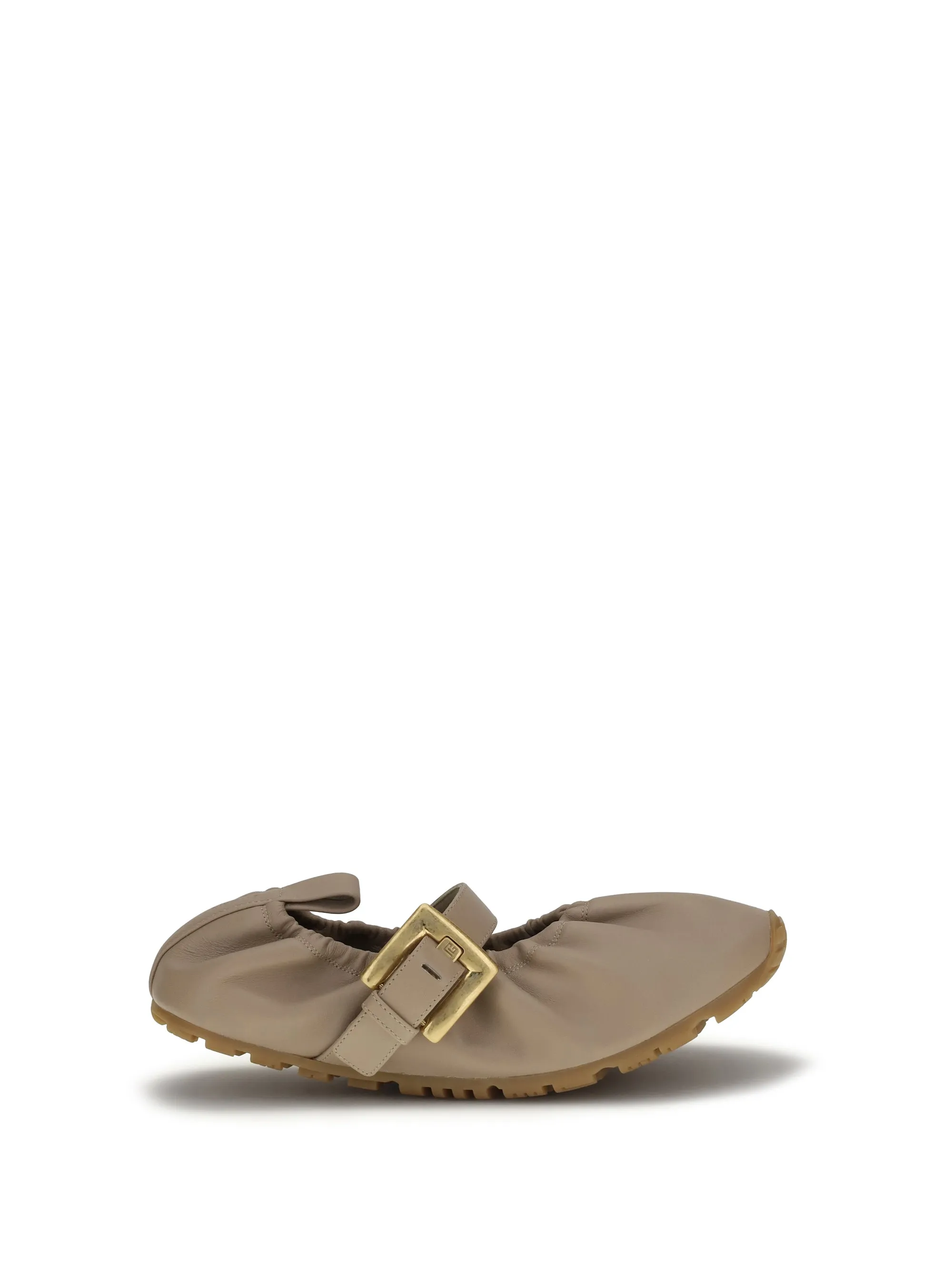 Ballerina Flats Buckle Strap Calf Leather Beige sold by Zulily