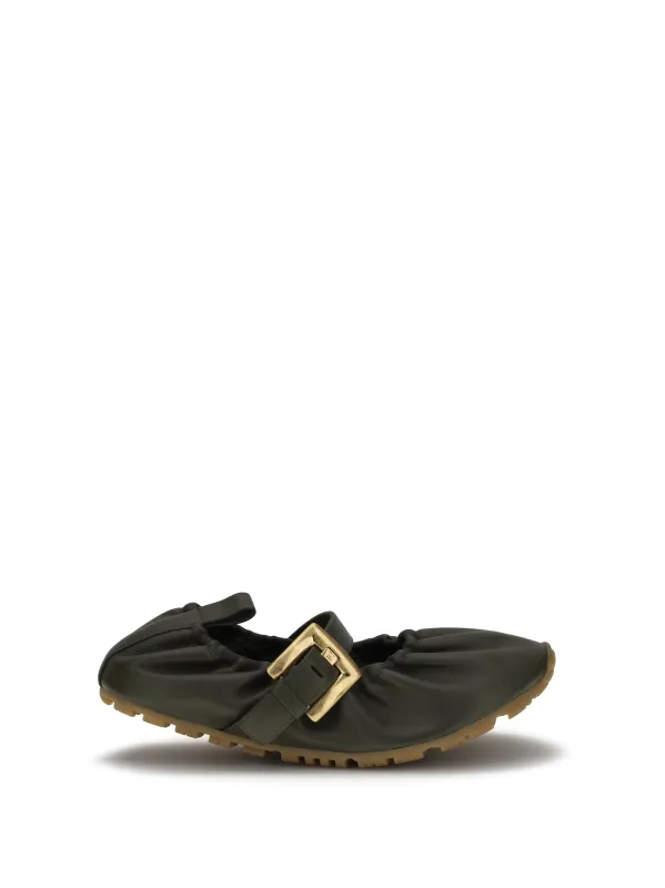 Ballerinas Buckle-Strap Green made by Balmain