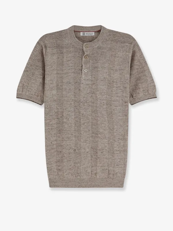Sweater Linen-Cotton Beige made by Brunello Cucinelli