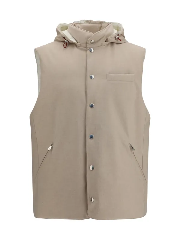 Wool Down Vest Sand/Panama made by Brunello Cucinelli