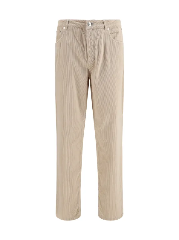 Corduroy Pants Sand/Pearl made by Brunello Cucinelli