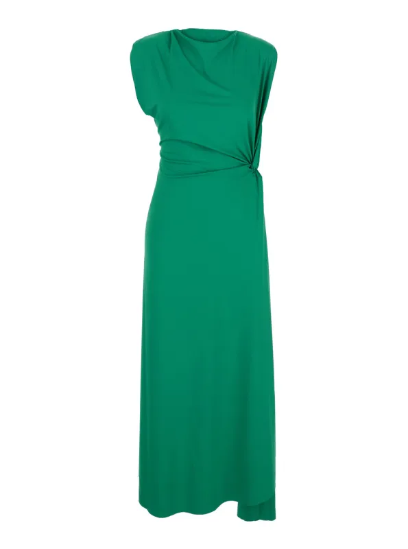 Green Long Dress With Pleated Details made by Victoria Beckham