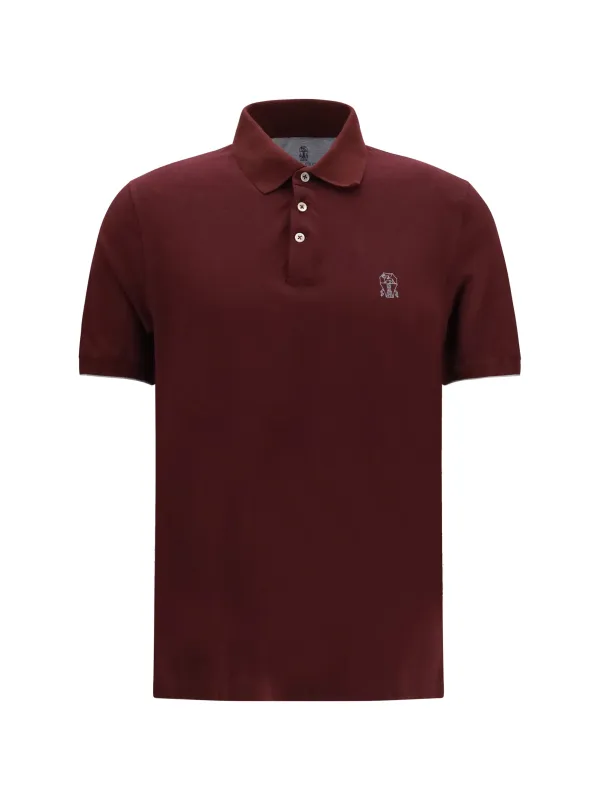 Polo Shirt Burgundy/Grey made by Brunello Cucinelli