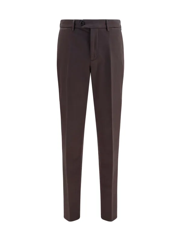 Dyed Cotton Pants Dark Brown made by Brunello Cucinelli