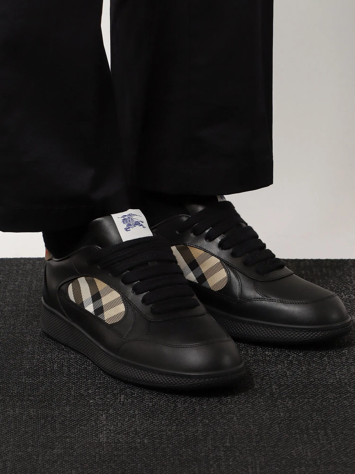 Leather Sneakers With Check Inserts sold by Zulily product image thumbnail 2