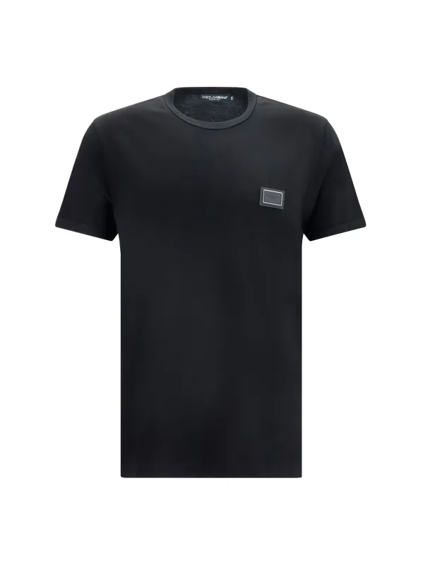 Cotton T-Shirt With Logo Plaque made by Dolce & Gabanna