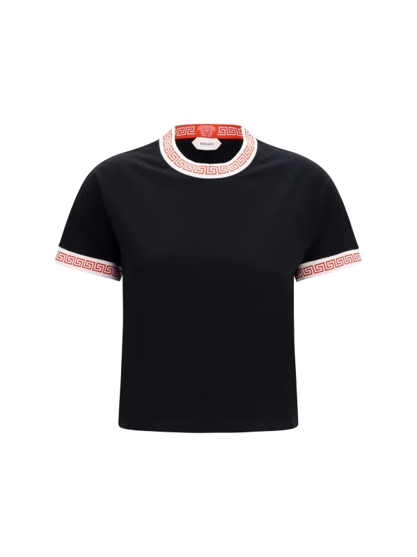 T-Shirt With Greca Detail Black made by Versace