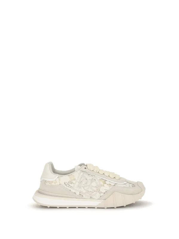 Sneakers Leather and Lace Beige made by Dolce & Gabanna