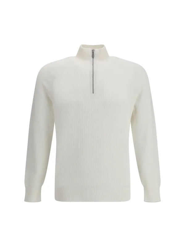Cotton Sweater With High Neckline made by Brunello Cucinelli