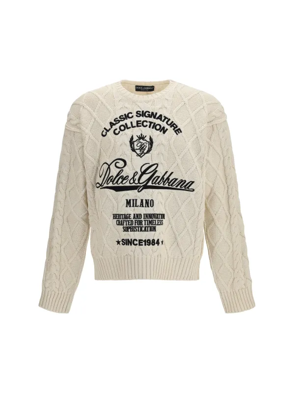 Pullover Cable-Knit Beige made by Dolce & Gabanna
