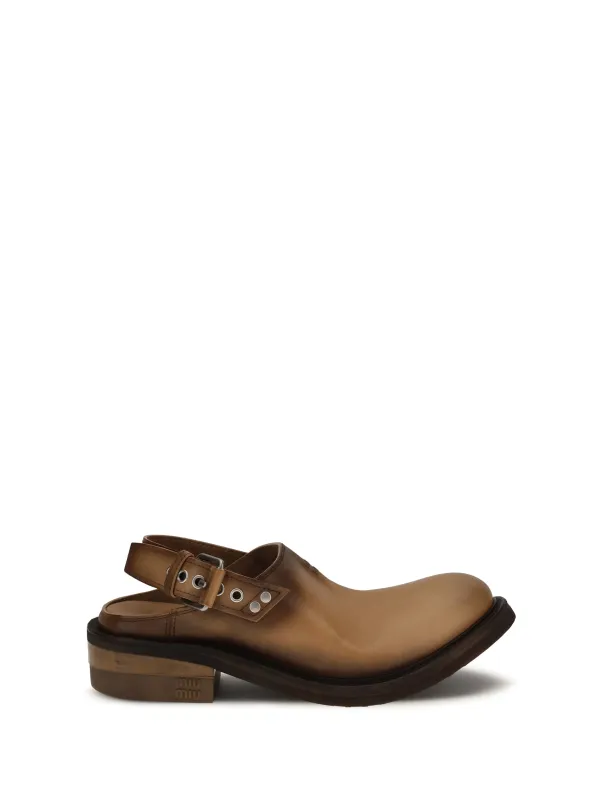 Mules Foule Tan Leather made by Miu Miu
