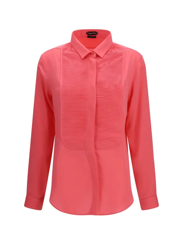 Tuxedo Shirt Pleated Bib Silk Bright Fuchsia made by Tom Ford