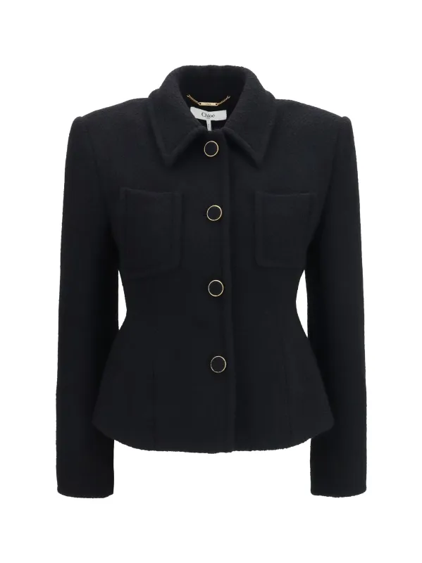 Blazer Cropped Single-Breasted Black made by Chloe