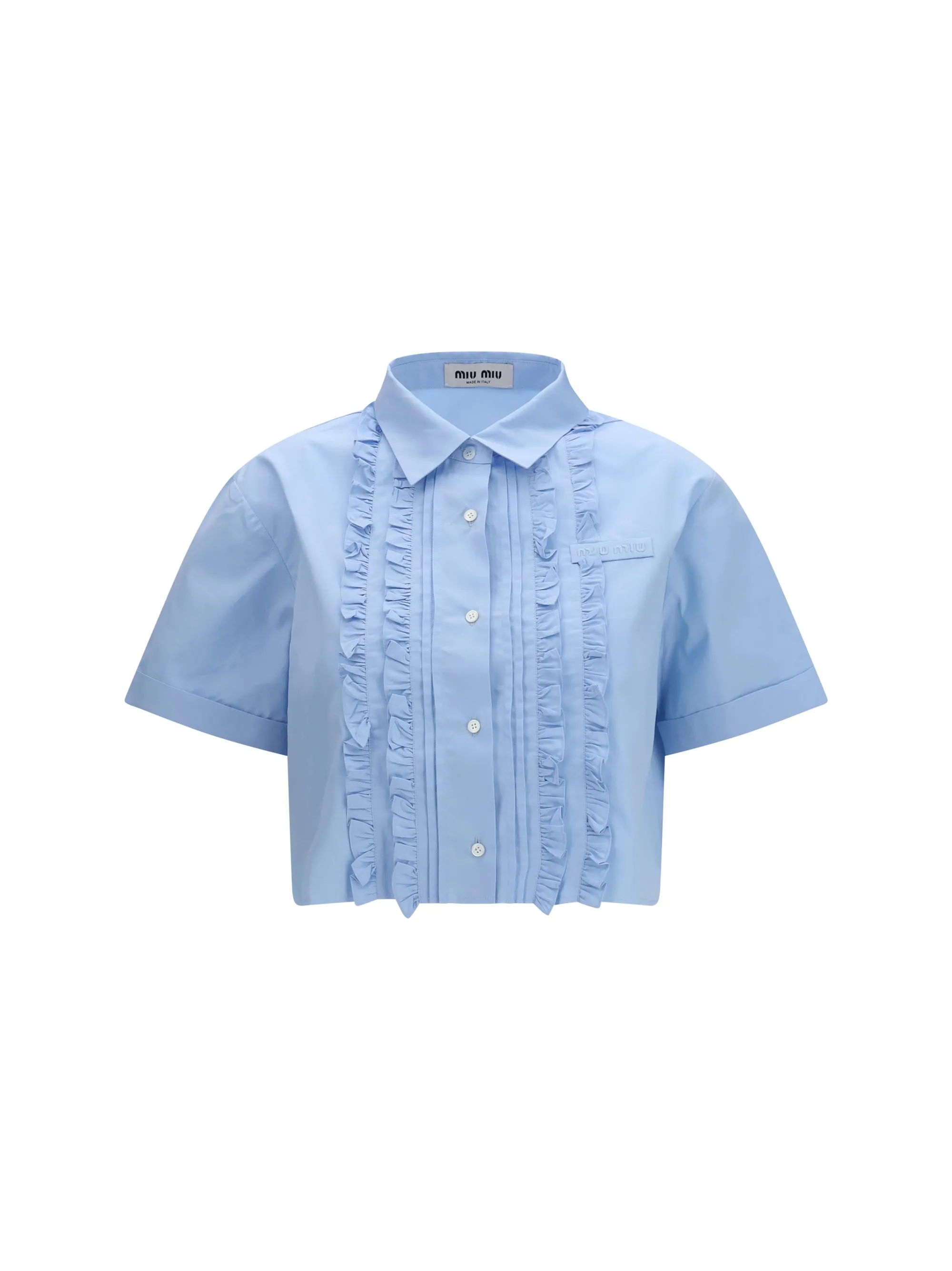 Shirt Poplin Ruffle Light Blue sold by Zulily