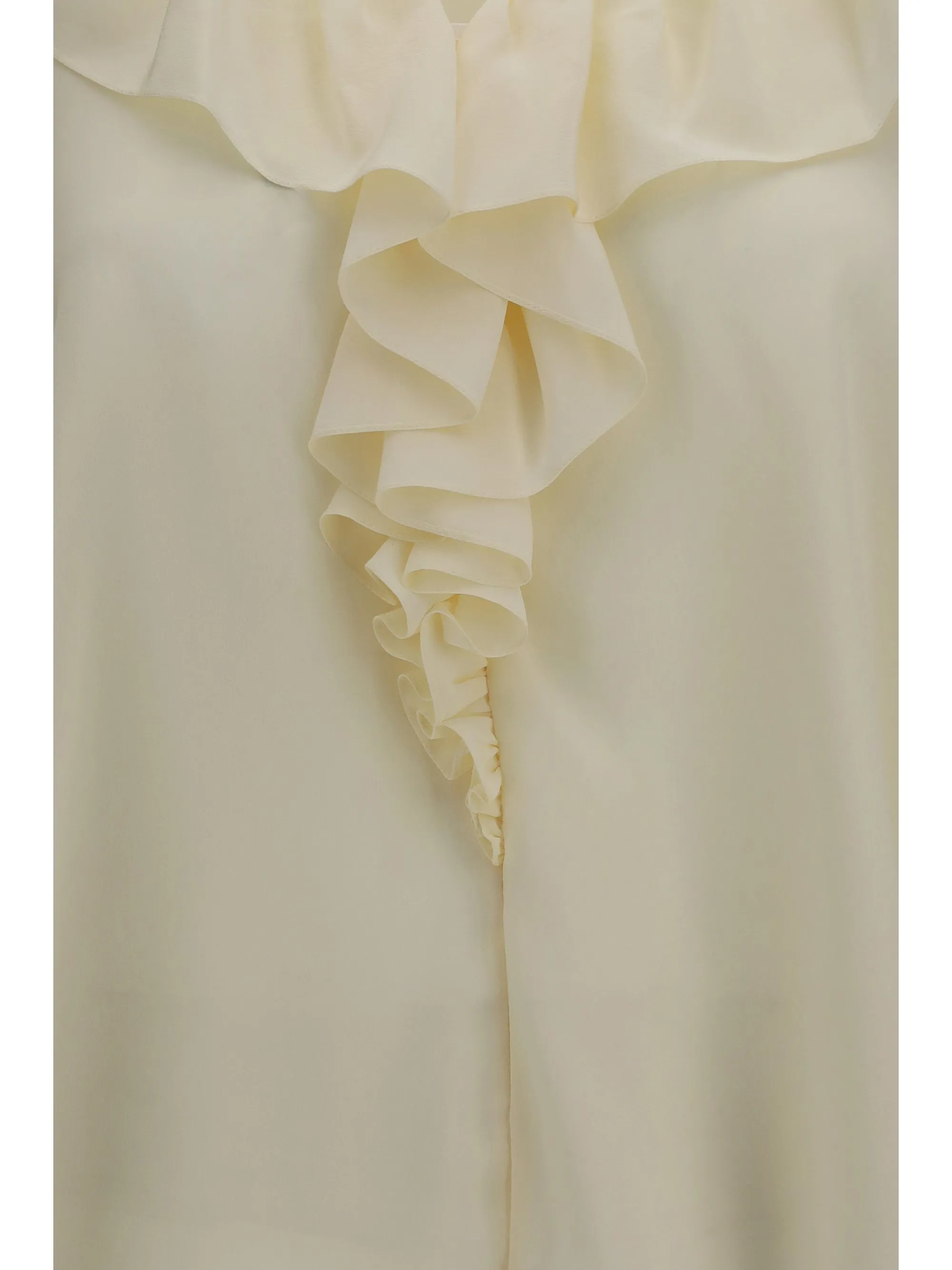 Shirt Ruffled V-Neck Pristine White Silk sold by Zulily product image thumbnail 3