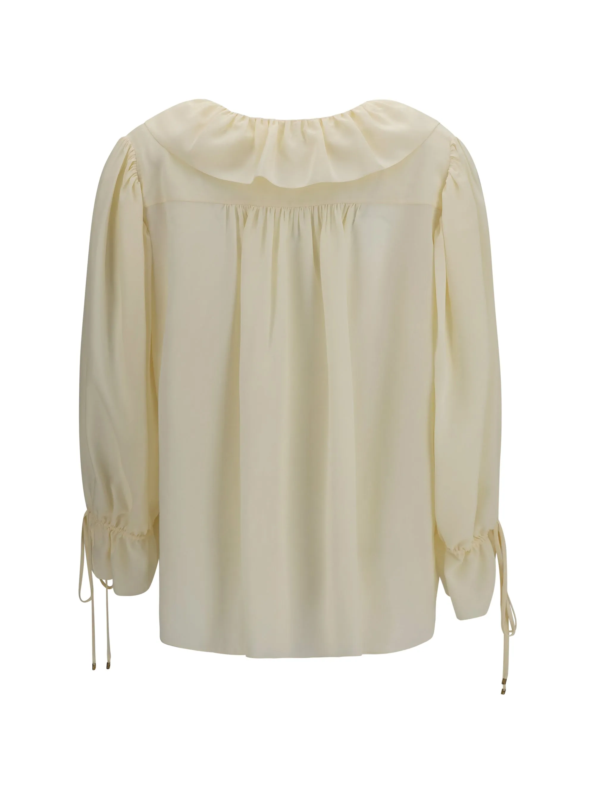 Shirt Ruffled V-Neck Pristine White Silk sold by Zulily product image thumbnail 2