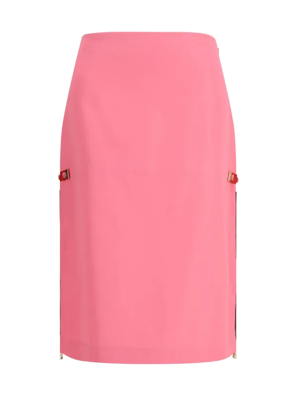 Midi Skirt With Zip Detailing Pink made by Fendi