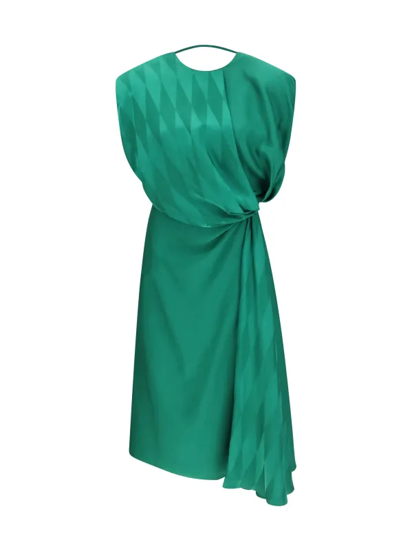Midi Silk Dress With Twist Detail, Emerald made by Versace