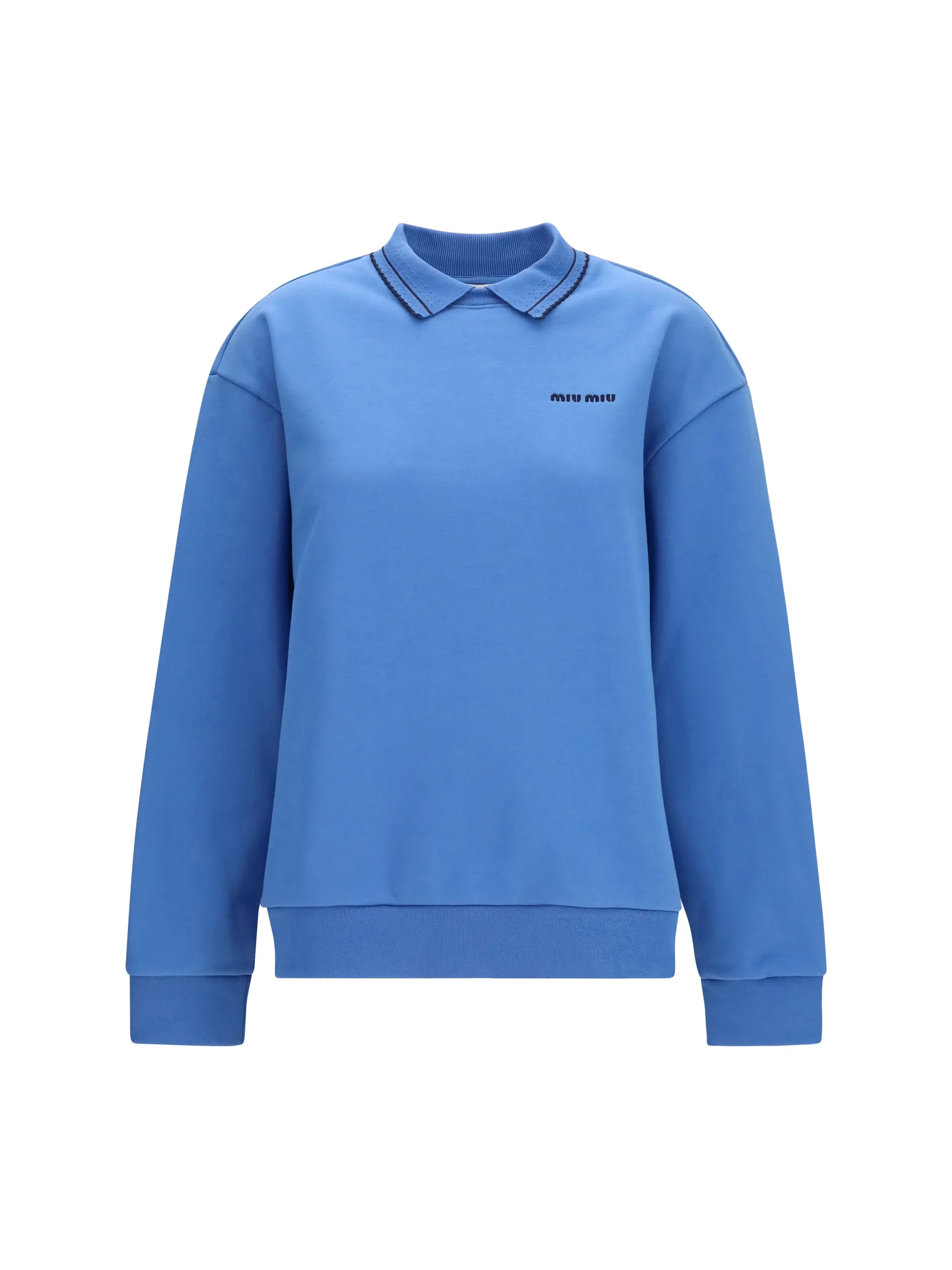 Crewneck Sweatshirt With Collar Light Blue sold by Zulily