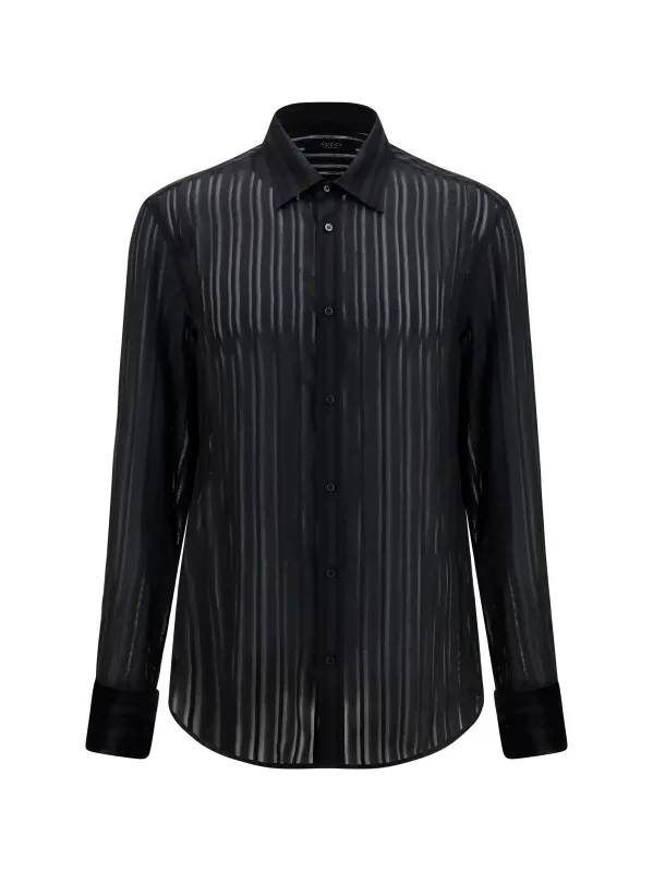 Shirt Striped Silk Gauze Black made by Gucci