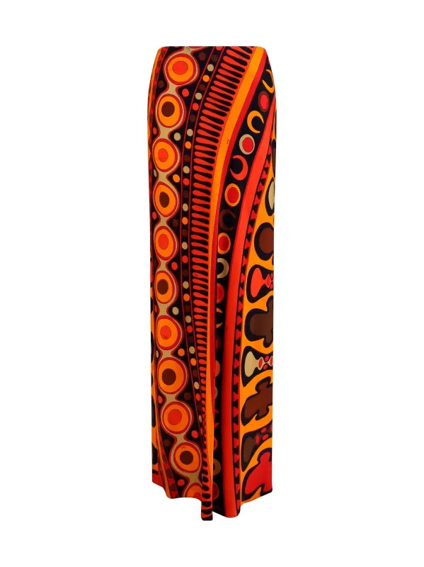 Skirt Solei Satin Orange/Black made by Emilio Pucci