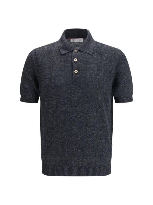 Cotton Polo Shirt Lignite/Hazelnut made by Brunello Cucinelli