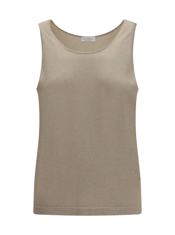 Tank Top Luminous Knit Brown made by Brunello Cucinelli