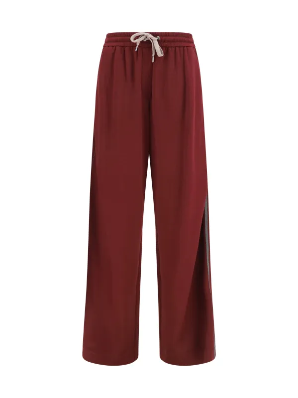 Track Pants Cotton-Silk Cabernet made by Brunello Cucinelli