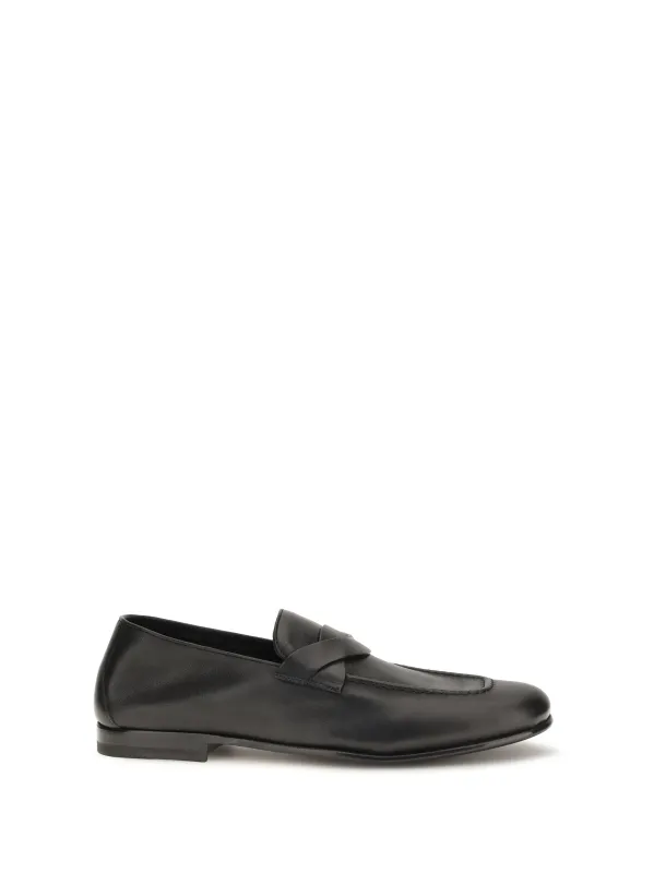 Loafers Gigi Woven Strap Black Calf Leather made by Tom Ford