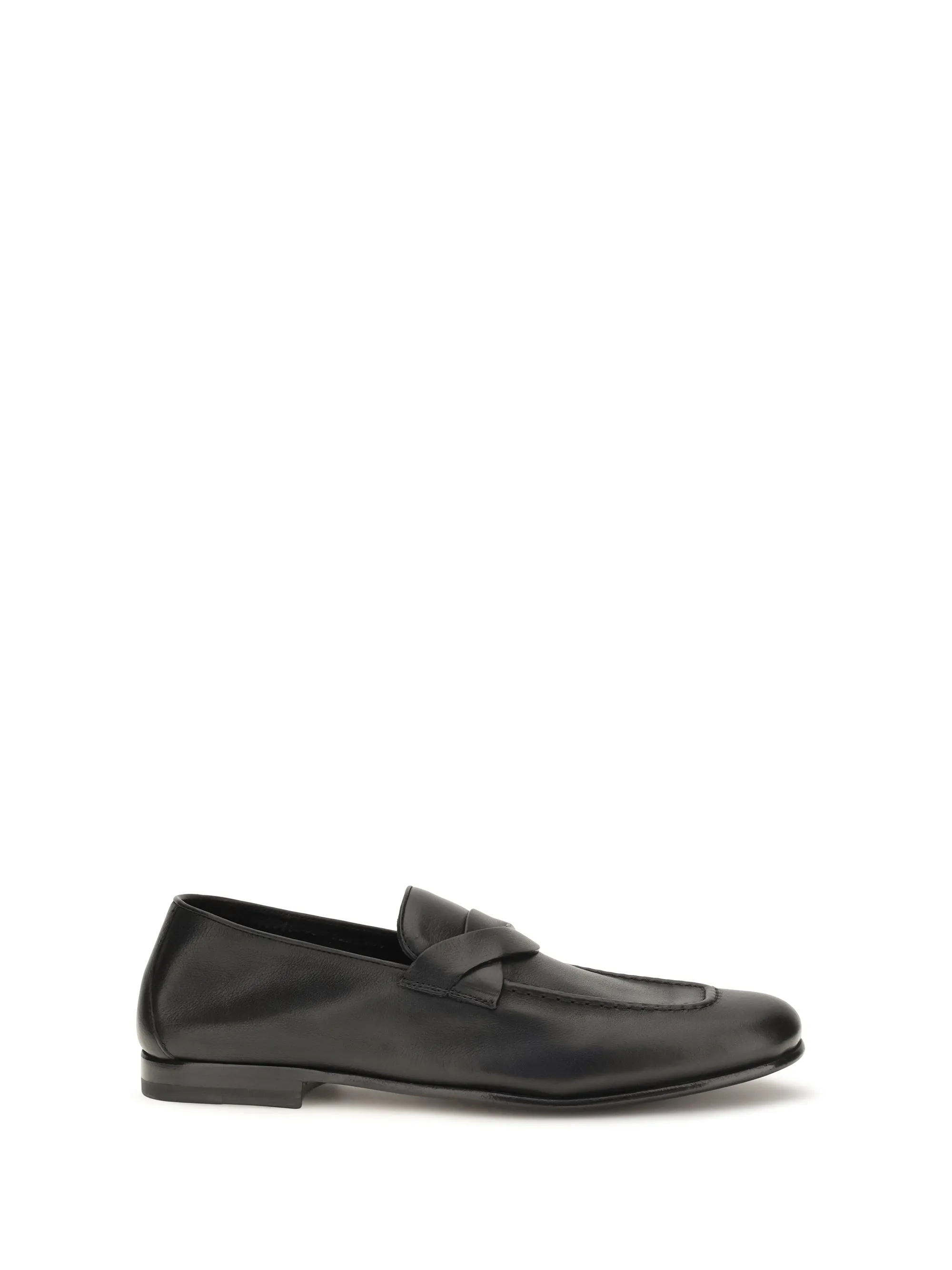 Loafers Gigi Woven Strap Black Calf Leather sold by Zulily