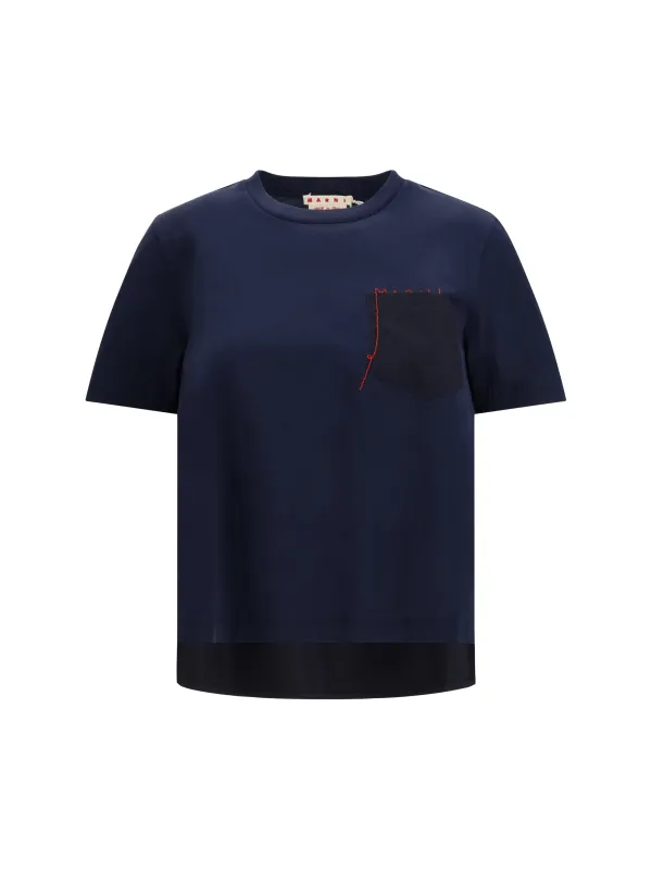 T-Shirt Embroidered Logo Blue/Black made by Marni