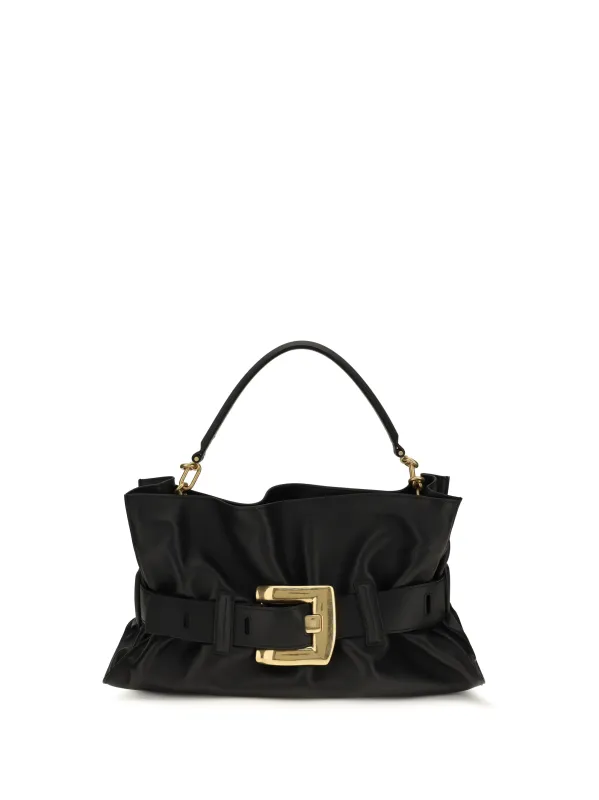 Handbag Anthem Black Calf Leather made by Balmain