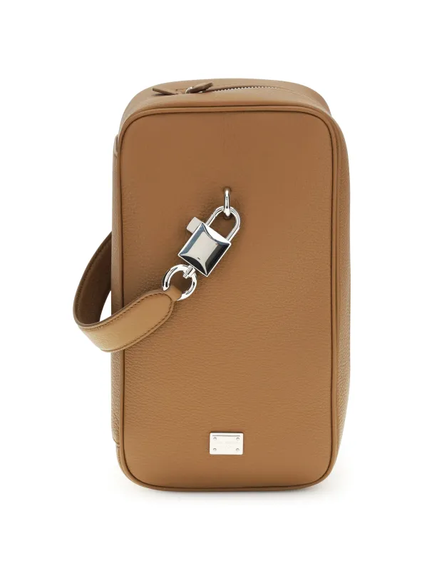 Handbag Lock Caramel Leather made by Dolce & Gabanna
