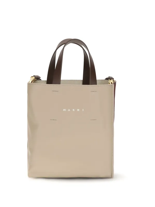 Handbag Museo Mini Moonstone/Dark Burgundy/Coffee made by Marni