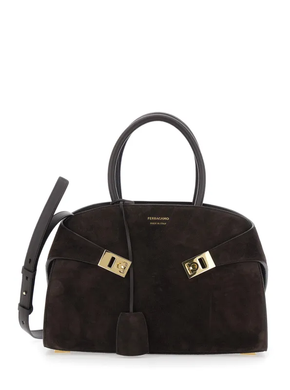 Handbag Hug Piccola Brown Suede made by Salvatore Ferragamo