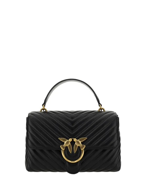 Handbag Love Lady Calfskin Black/Antique Gold made by Pinko