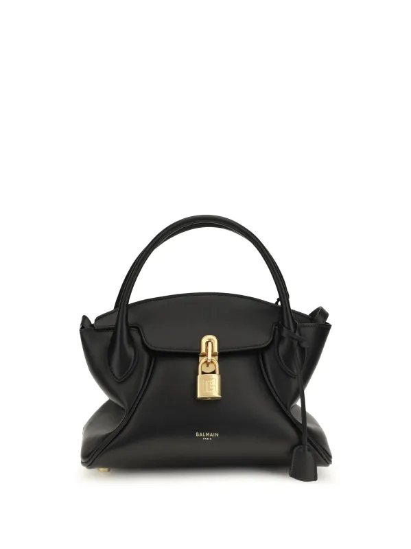 Handbag Small Pulse Day Black Calf Leather made by Balmain