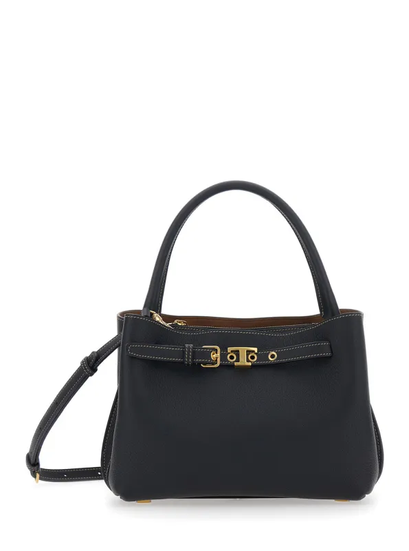 Handbag T-String Black Pebbled Leather made by Tod's