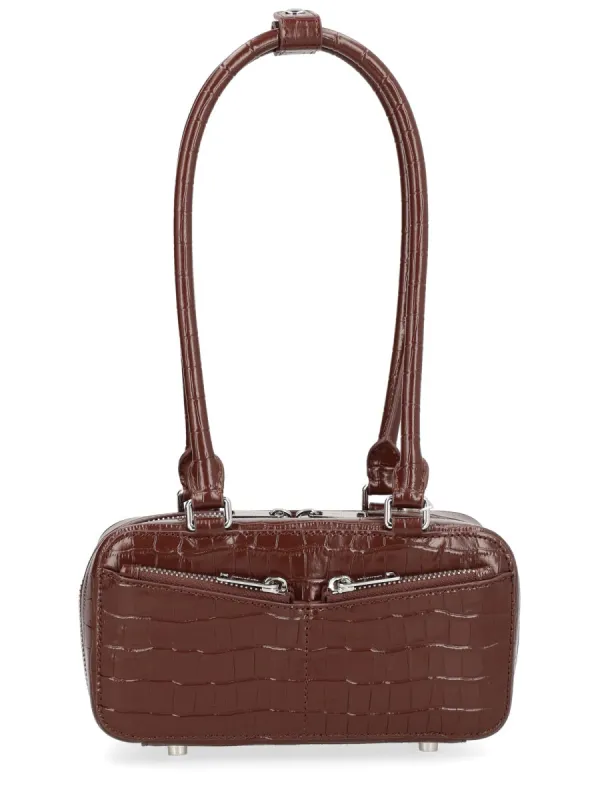 Shoulder Bag Crocodile Effect Brown made by Self-Portrait