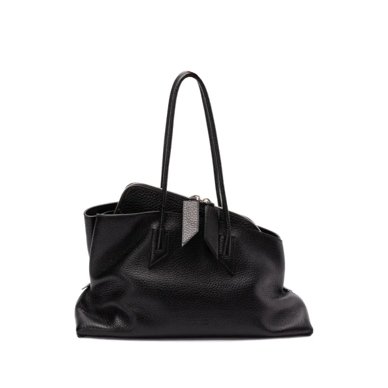 Shoulder Bag Black Grained Leather made by The Attico