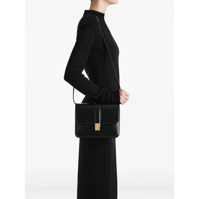 Top-Handle Calfskin Satchel Black made by KHAITE