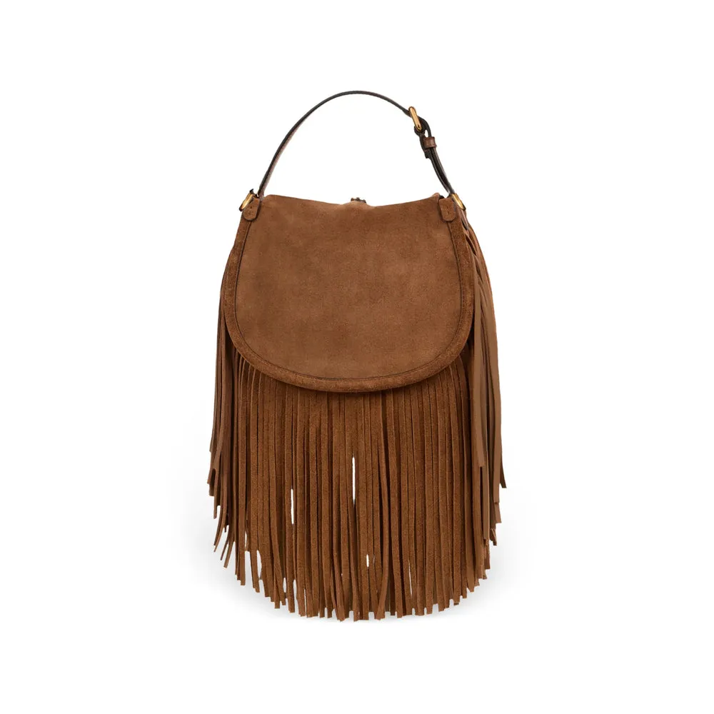 Top-Handle Shoulder Bag Brown Suede sold by Zulily product image thumbnail 4