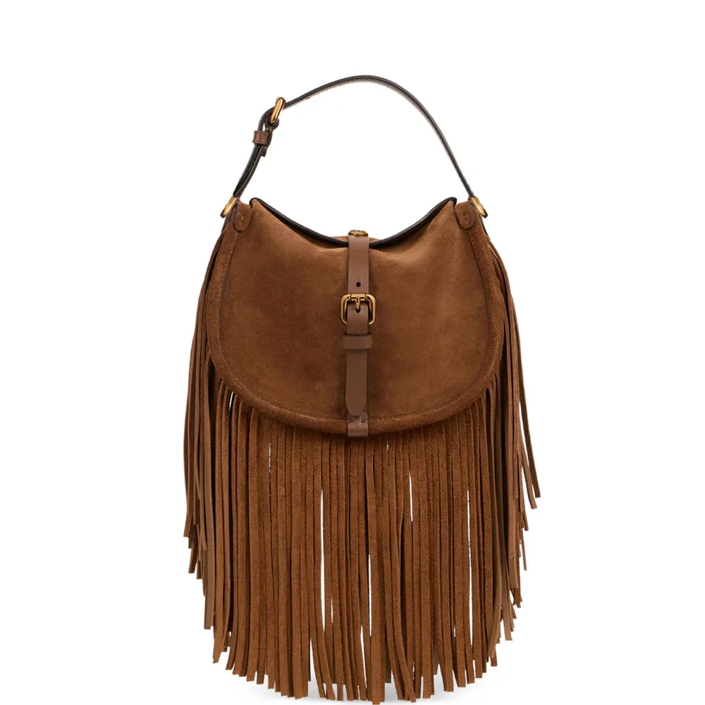 Top-Handle Shoulder Bag Brown Suede sold by Zulily