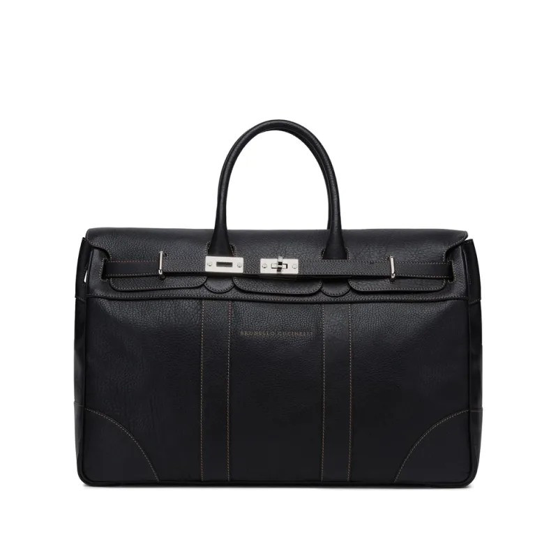 Bum Bag Black Calf Leather made by Brunello Cucinelli