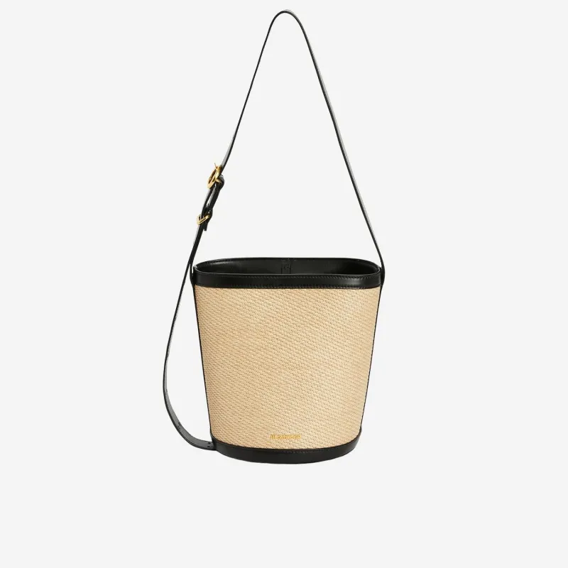 Canno Bucket Bag in Leather and Rafia made by Jil Sander